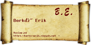 Berkó Erik névjegykártya