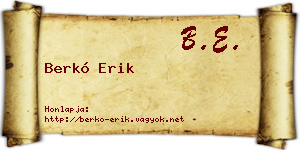 Berkó Erik névjegykártya